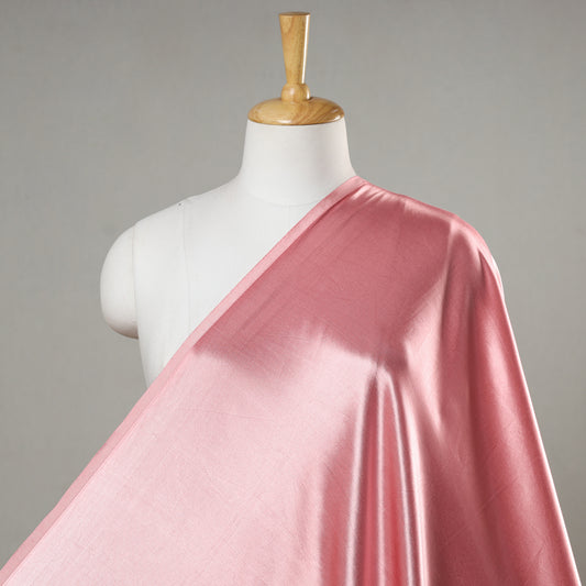Pink - Pure Mashru Silk Plain Fabric (Width - 46 in)