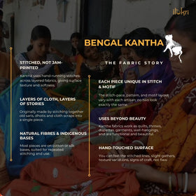 Beige - Handloom Pure Tussar Silk Kantha Work Fabric 12