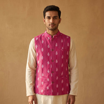 Pochampally Ikat Cotton Men Nehru Jacket 11