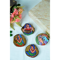 Teak Wood Handpainted Tribe Coasters- Set of 4