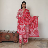 Batik Kurta with Palazzo & Dupatta Set