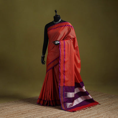 Silk cotton khun saree with ilkal pallu chikki paras border
