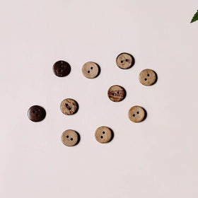 1cm hand carved coconut shell clothing button (set of 10)