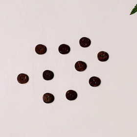 1cm hand carved coconut shell clothing button (set of 10)