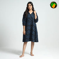 Black & Blue - Bindaas Art Block Printed Cotton Dress