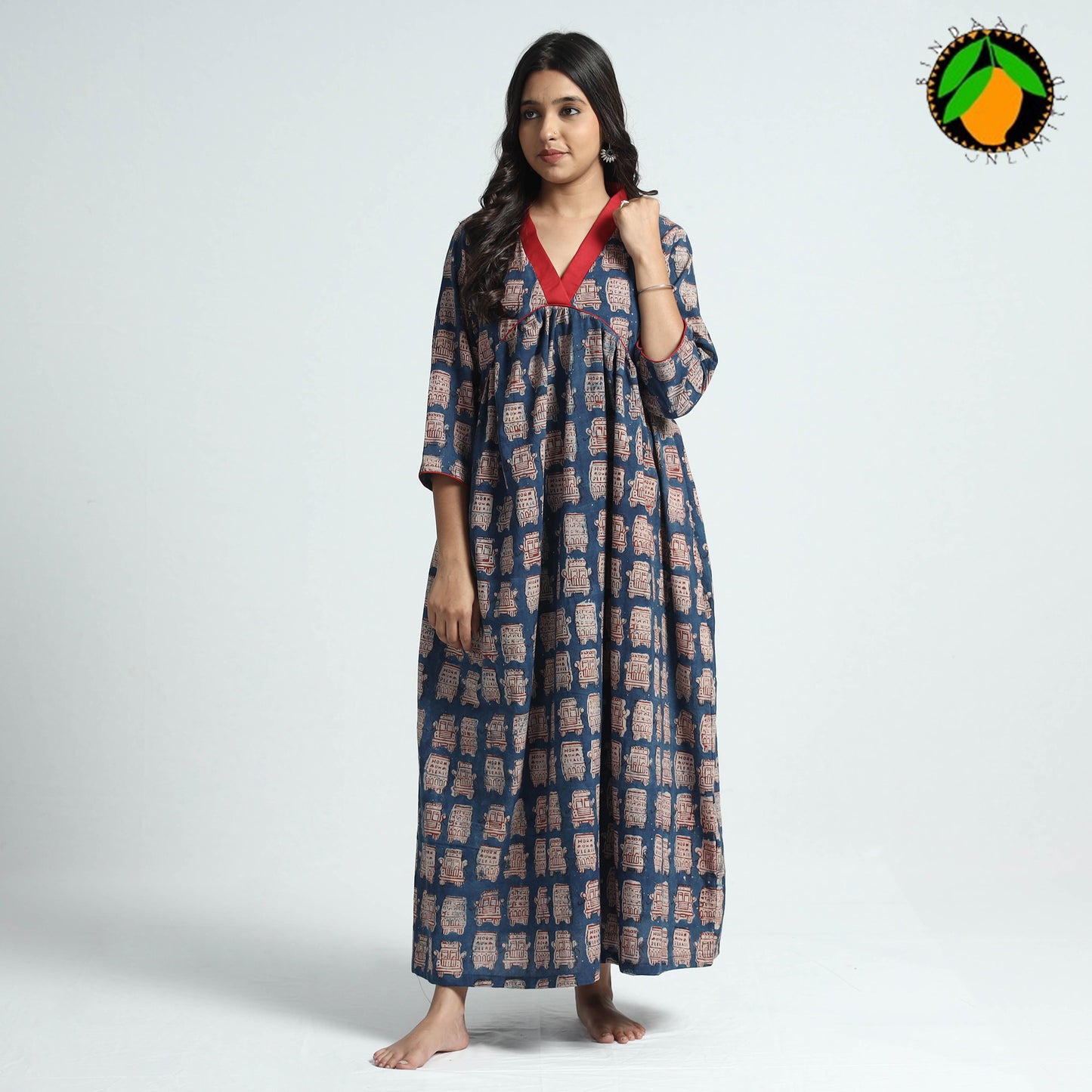 block printed cotton dress