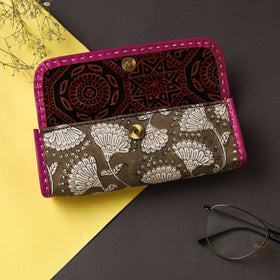 Green Handcrafted Kutch Leather Block Printed Spectacle Case