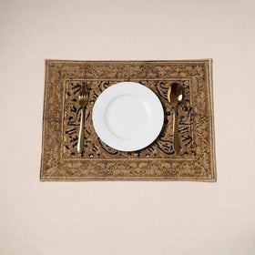Brown - natural dyed pedana kalamkari cotton table mat 26