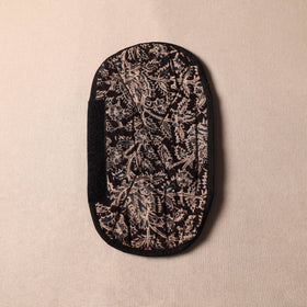 Black Kalamkari Block Printed Fridge Top Cover with Handle Cover