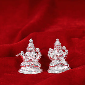  Silver Laxmi and Ganesh Idol (Medium) l 