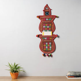  Mirror Work Kutch Hand Embroidered Kalash Wall Hanging Letter Holder 