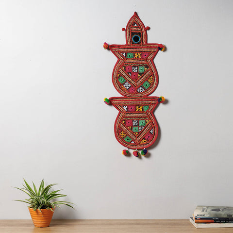  Mirror Work Kutch Hand Embroidered Kalash Wall Hanging Letter Holder 