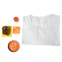 DIY Cotton Tshirt Block Printing kit Orange Elephant