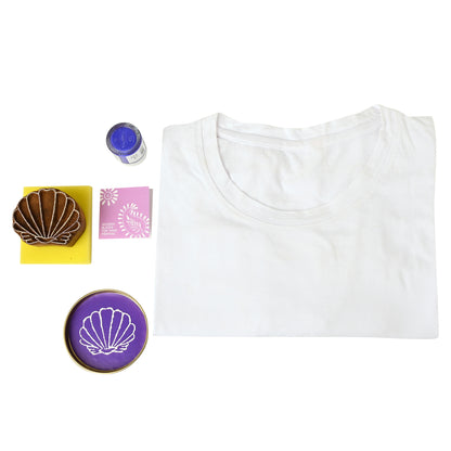 DIY Cotton Tshirt Block Printing kit Lilac Shell