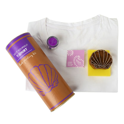 DIY Cotton Tshirt Block Printing kit Lilac Shell