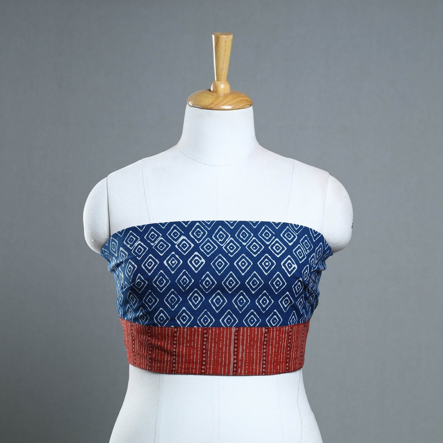 Blue - cotton pipad blouse piece 158 - handcrafted