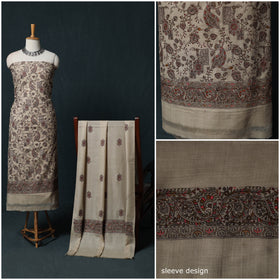 3pc Heavy Embroidered Wool Unstitched Dress Material Suit Set 64