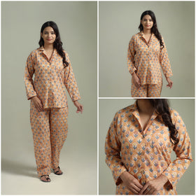 Sanganeri Floral Printed Cotton Night Suit for Women 17