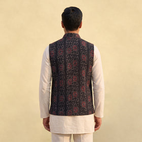 Sambalpuri Ikat Weave Cotton Men Nehru Jacket 15