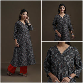 Cotton A-Line Pochampally Ikat Kurta for Women 03