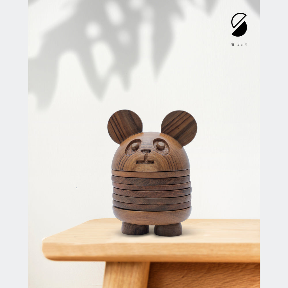 Handcrafted Wooden Panda Coaster ( Set of 6)