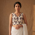 Ajrakh Hand Block Print Modal Silk Sleeveless Readymade Blouse 04