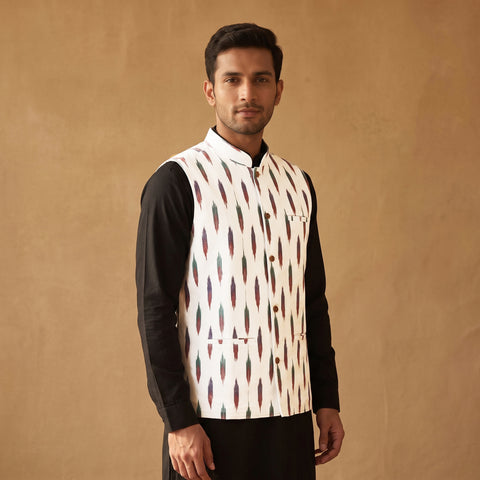 Pochampally Ikat Cotton Men Nehru Jacket 13