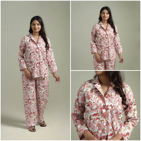 Sanganeri Floral Printed Cotton Night Suit for Women 18