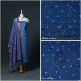 Lucknowi Chikankari Hand Work Unstitched Dress Material: Kurta & Dupatta with Jewellery 21