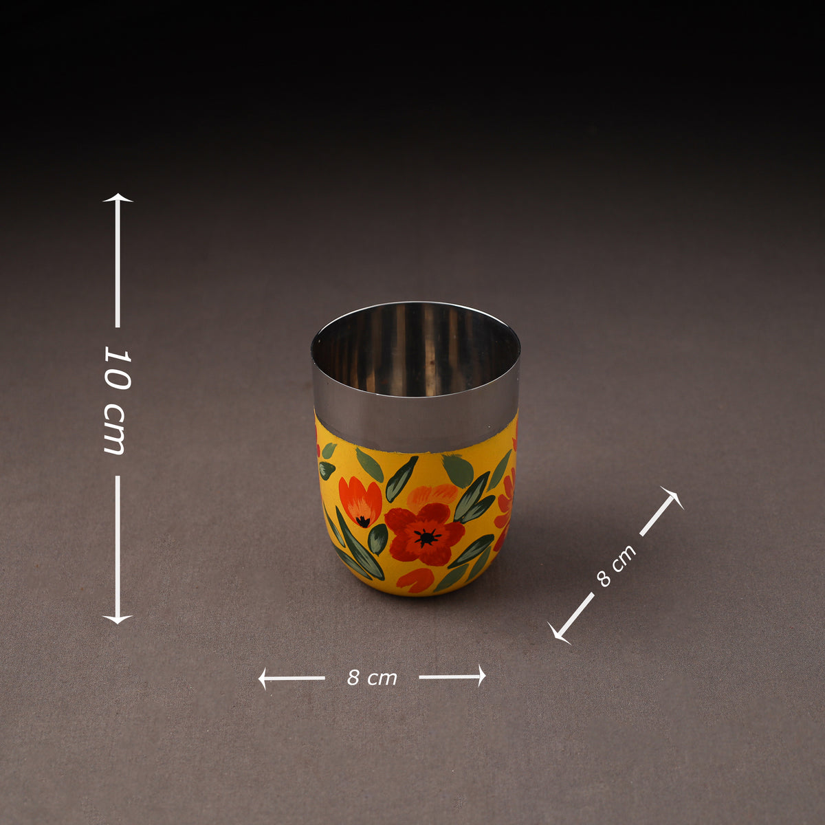 Floral Handpainted Enamelware Stainless Steel Glass 21