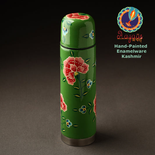 Kashmir Enamelware Floral Handpainted Stainless Steel Bottle (Capacity - 500 ml)