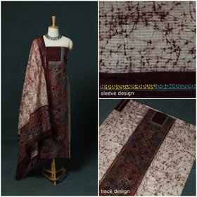 Bengal Kantha Work Cotton 2pc Unstitched Batik Print Dress Material Kurta Set 14