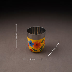 Floral Handpainted Enamelware Stainless Steel Glass 22