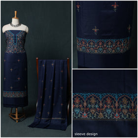 3pc Embroidered Wool Unstitched Dress Material Suit Set 08