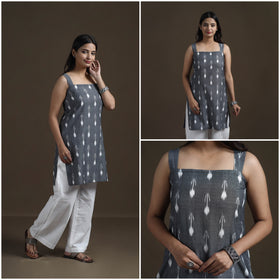 Pochampally Ikat Cotton Sleeveless Short Kurta for Women 27
