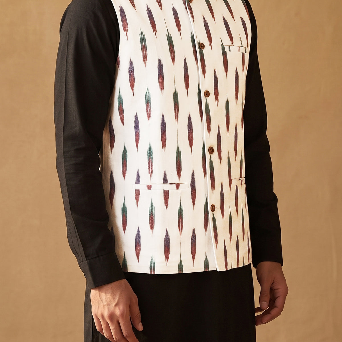 Pochampally Ikat Cotton Men Nehru Jacket 13