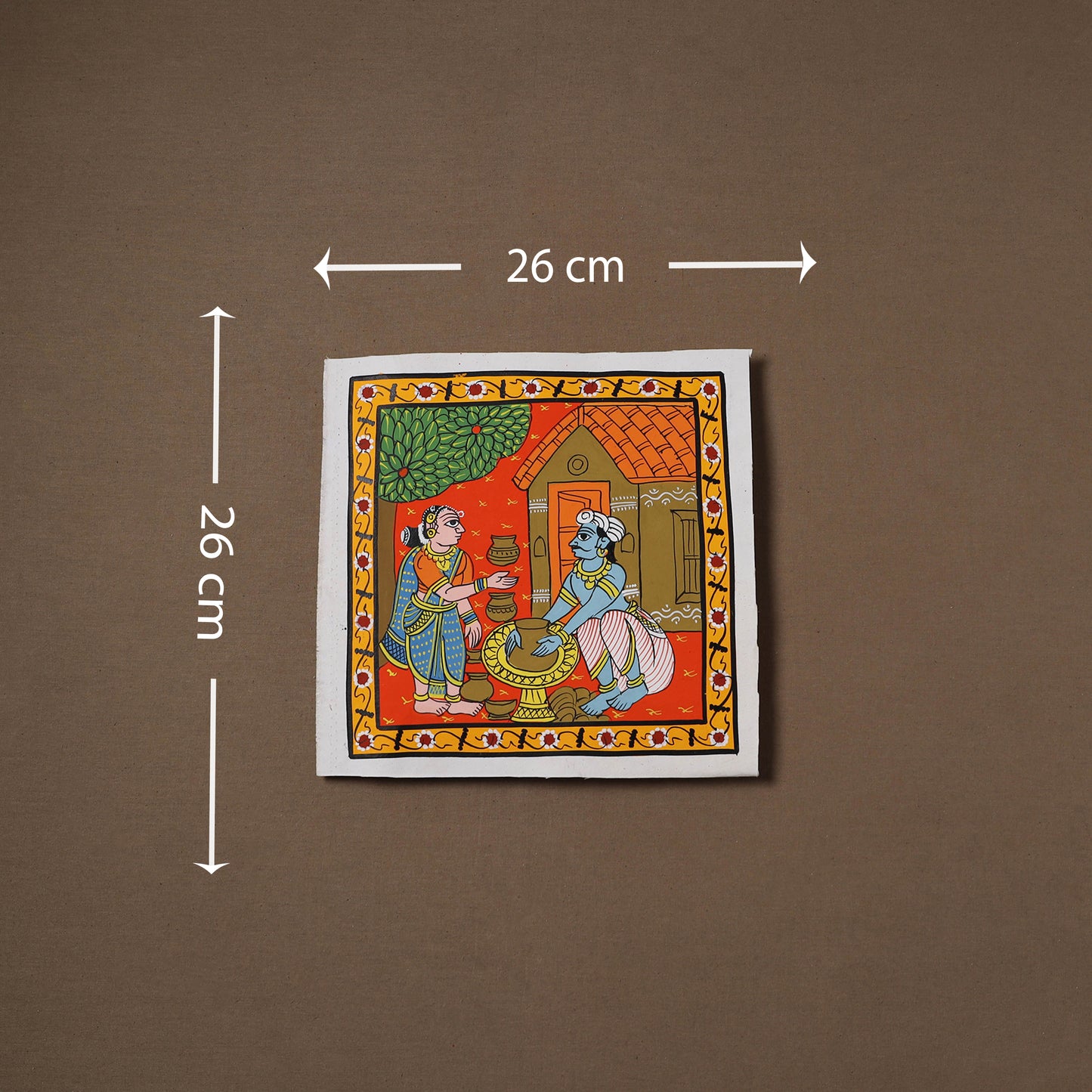Handpainted Cheriyal Scroll Painting by Dhanalakota Sai Kiran (10 x 10 in) 16