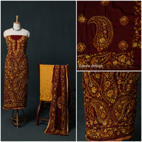 Hand Embroidered Georgette 3pc Unstitched Dress Material Suit Set 39