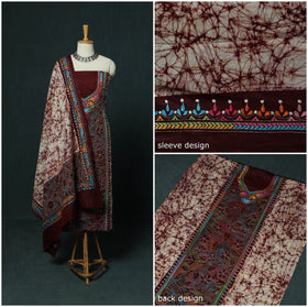 Bengal Kantha Work Cotton 3pc Unstitched Batik Print Dress Material Suit Set 16