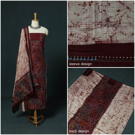 Bengal Kantha Work Cotton 2pc Unstitched Batik Print Dress Material Kurta Set 13