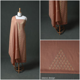Kashmiri Aari Hand Embroidered Pure Merino Wool Unstitched Dress Material: Kurta, Bottom with Dupatta 22