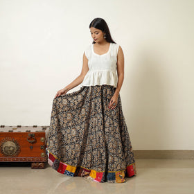 Multicolor - hand printed cotton long bagru skirt 02