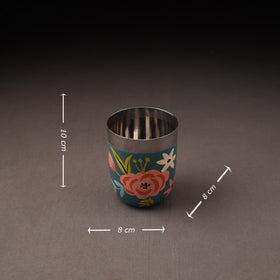 Floral Handpainted Enamelware Stainless Steel Glass 23