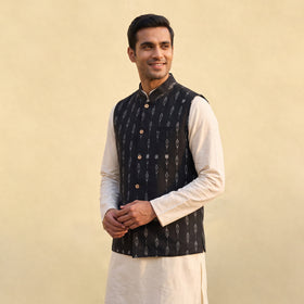 Sambalpuri Ikat Weave Cotton Men Nehru Jacket 02