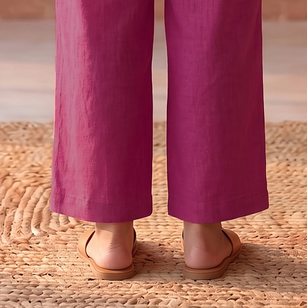 Elastic Waist Dharwad Cotton Plain Palazzo for Women 03