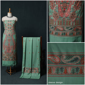 3pc Heavy Chain Stitch Embroidered Wool Unstitched Dress Material Suit Set 67