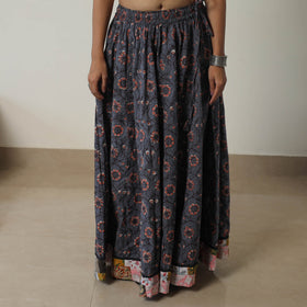  Bagru Block Printed 24 Kali Patchwork Cotton Long Skirt 17 