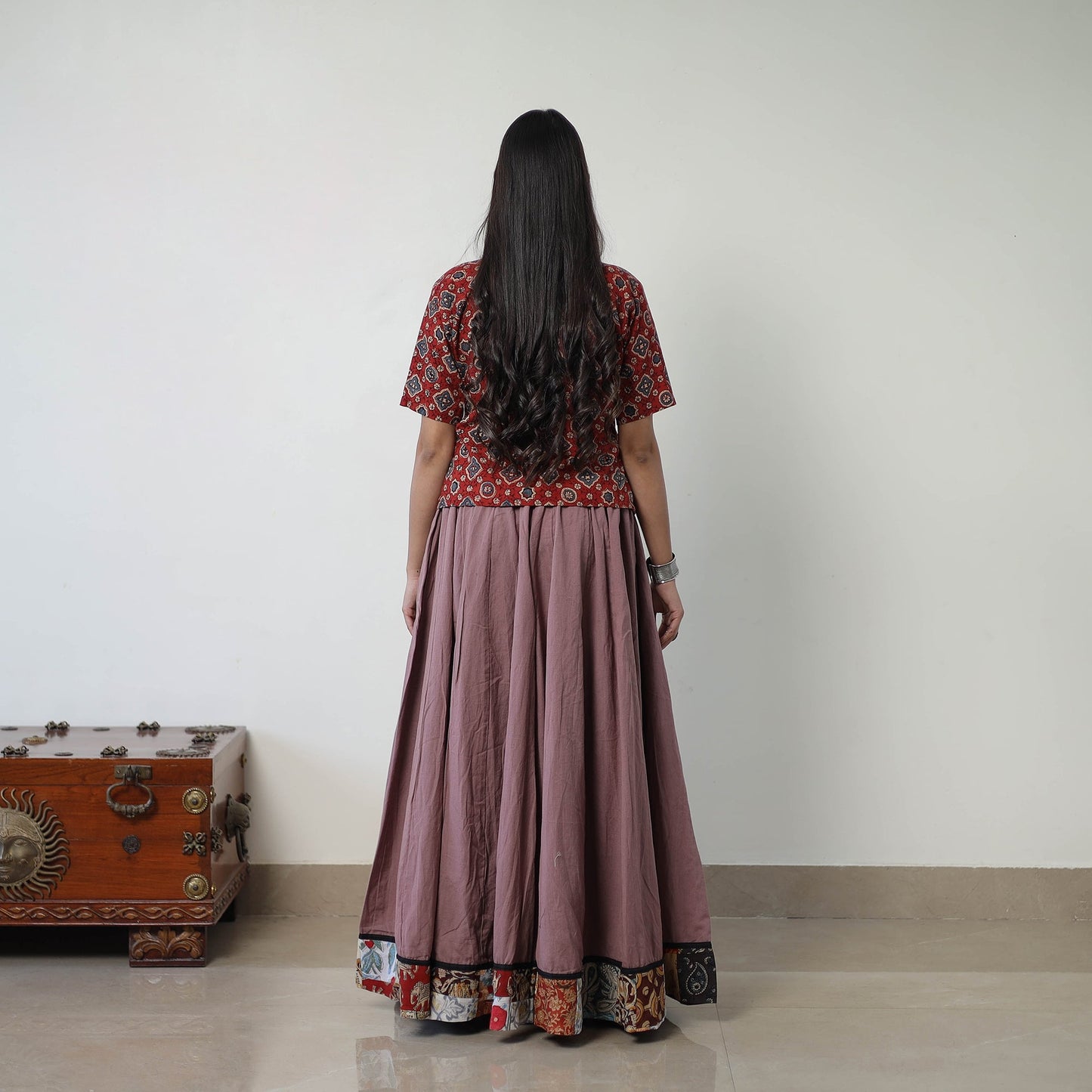 Buy 24 Kali Plain Cotton Skirt with Patchwork Border Online