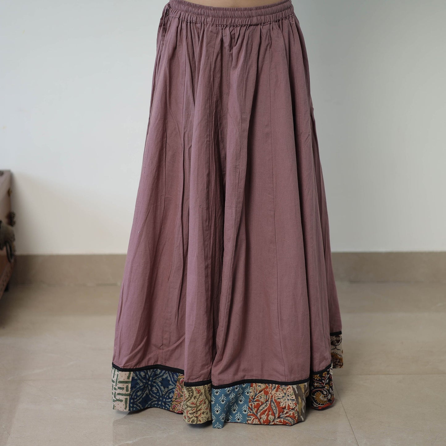 Buy 24 Kali Plain Cotton Skirt with Patchwork Border Online