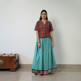 24 kali plain cotton skirt with patchwork border 03